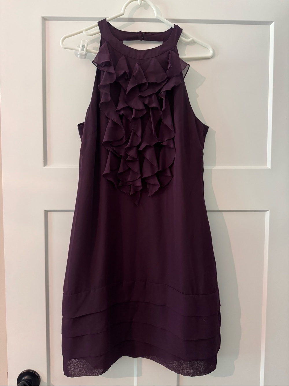 Ice Plum Ruffle Front Mini Dress